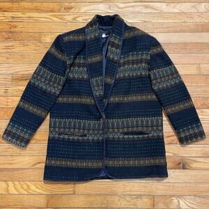 Women's Vintage First Option‎ Geometric Wool Blend Suit Blazer Size Medium